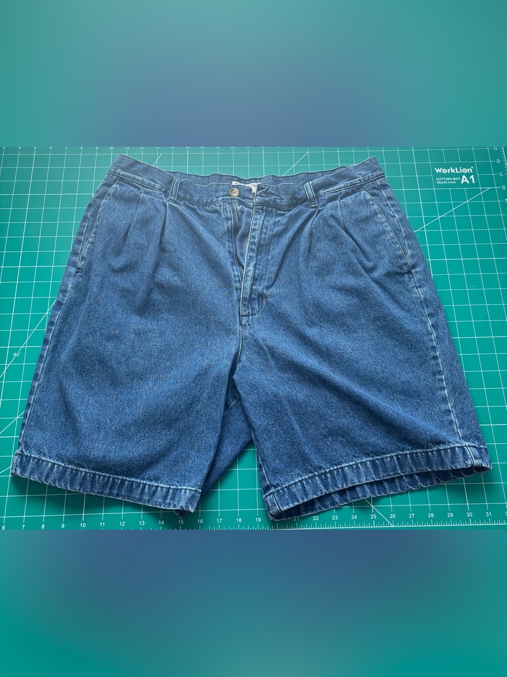 Pleated Denim Shorts